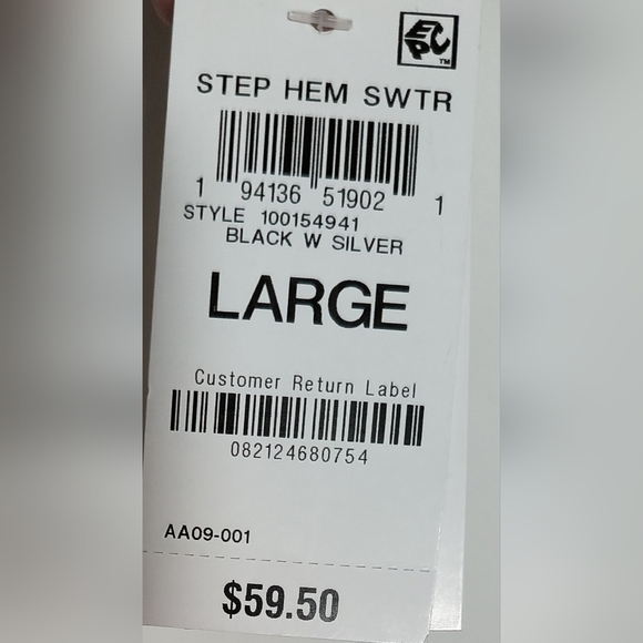 New I.N.C. Black Silver Metallic Sweater / Size L - Picture 7 of 11